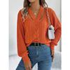 Autumn Winter Casual Hollow Out V-neck Twist Pullover Sweater Long Sleeve Casual Fashion Elegant Casual Tops Ladies Office Streetwear Simple Clothing