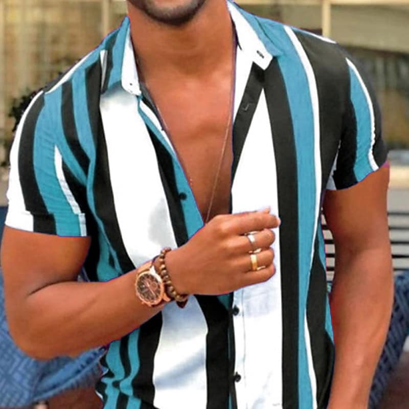 Гавайские рубашки для мужчин, винтажная летняя рубашка в полоску с коротким рукавом, свободная уличная мужская дизайнерская одежда, Camisas De Hombre