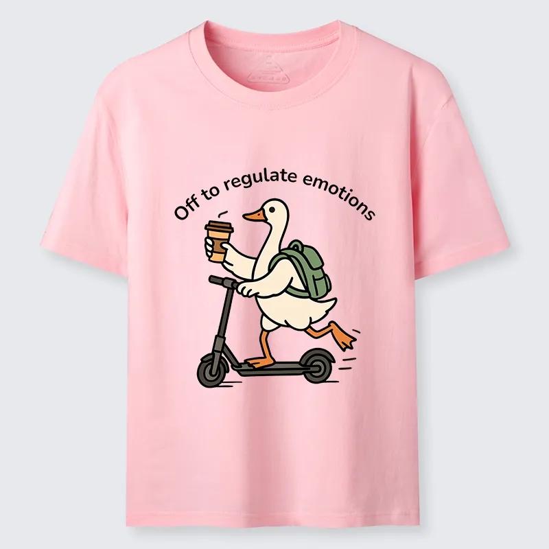 ScooterRiding Ducks SelfCare TShirt Unisexs and Womens Summer Cotton Clothing Harajuku Fashion Round Neck Short Sleeve Top
