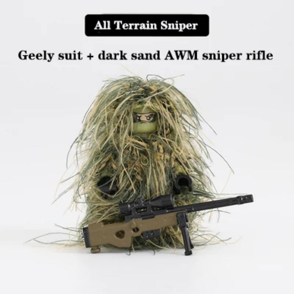 Military All-Terrain Sniper Camouflage Clothing Building Blocks Soldier Figures Weapon AWM Gun Parts MOC Game Bricks Kids Toys