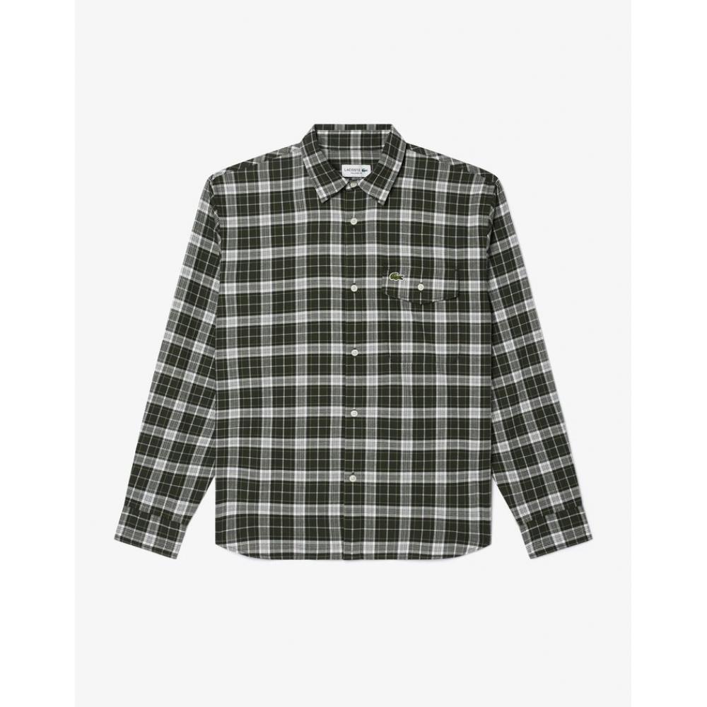 Lacoste Mens Medium Check Cotton Twill Shirt Ch6729 54n I68
