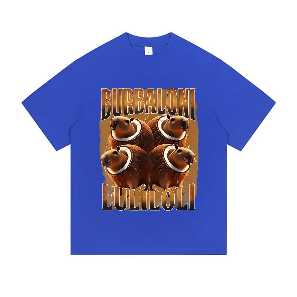 Italian Brainrot Burbaloni Luliloli T-shirt Coconut Capybara Funny Meme Tshirt Summer Unisex Women Casual Humor Short Sleeve Tops