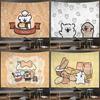 Home Wall Decoration Tapestry Cartoon Lines Puppy Art Background Office Living Room Tapestry