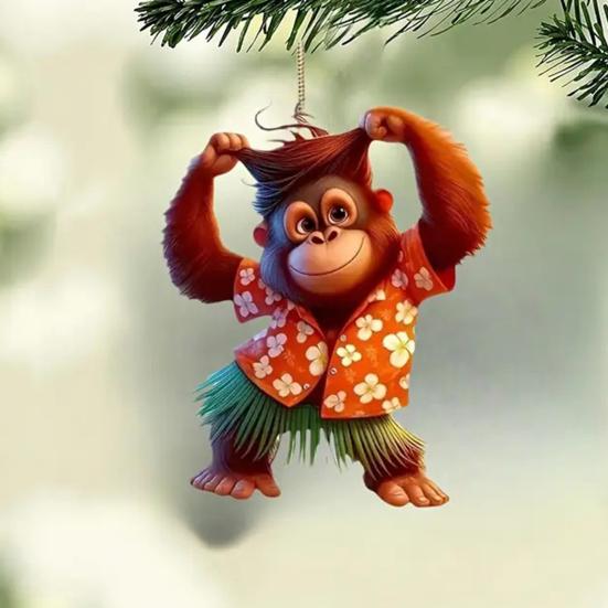 Подвеска в виде орангутана, украшение для зеркала заднего вида с шнурком, легко повесить, 2D, подвесное украшение для интерьера автомобиля
