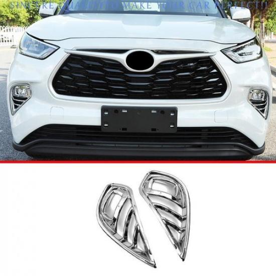 Chrome Style Front Fog Light Lamp Frame Trim 2pc For Toyota Highlander 2020-2023
