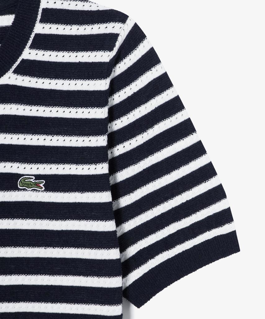 LACOSTE Women'S Boucle Striped Short Sleeve Sweater Af251E-56G 166