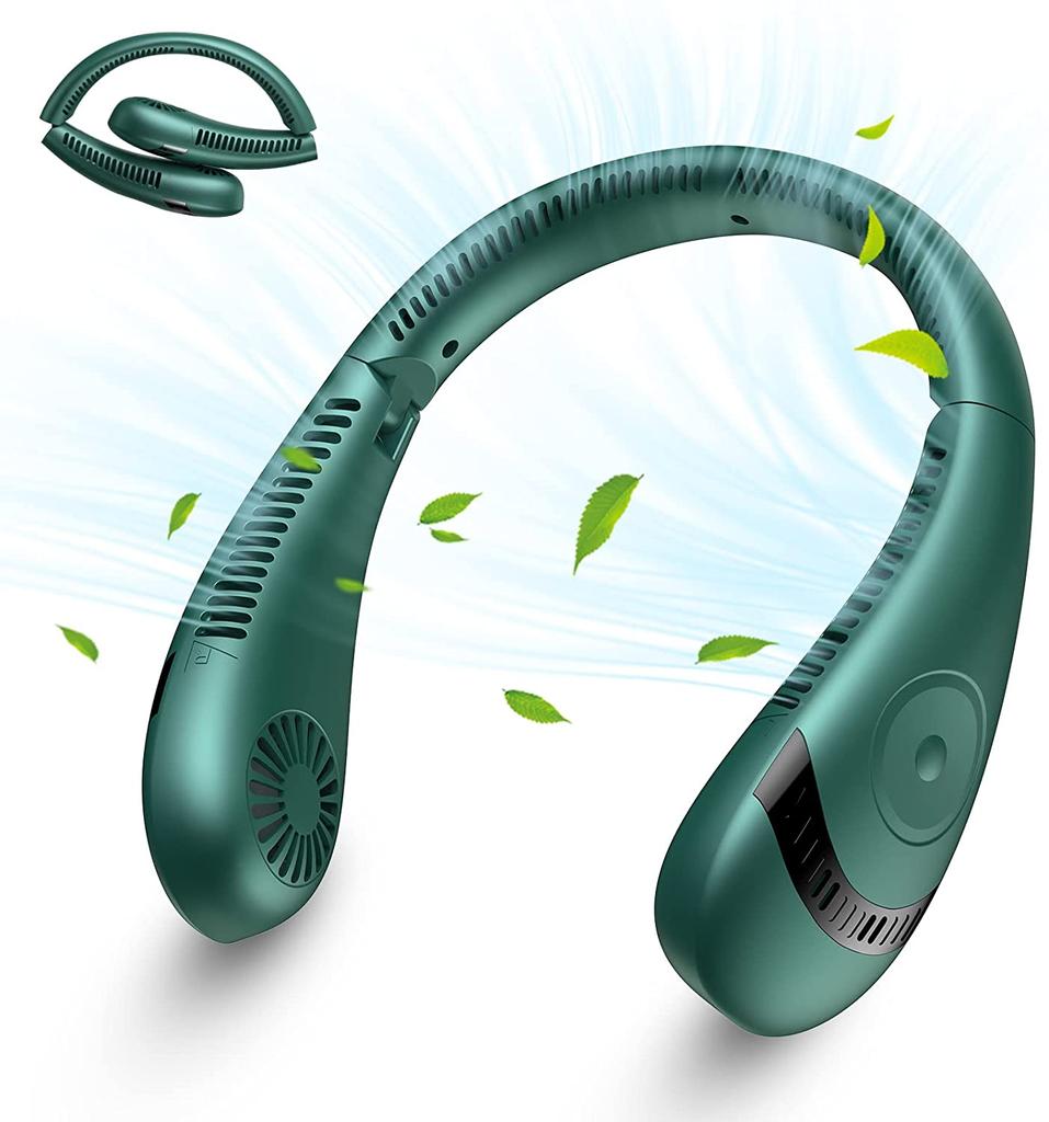 Neck Fan, 5000mAh Foldable Bladeless Neck Fans Portable Rechargeable, 3 Speeds Adjustment 360° Cooling Airflow, Hands Free Wearable Personal Fan,
