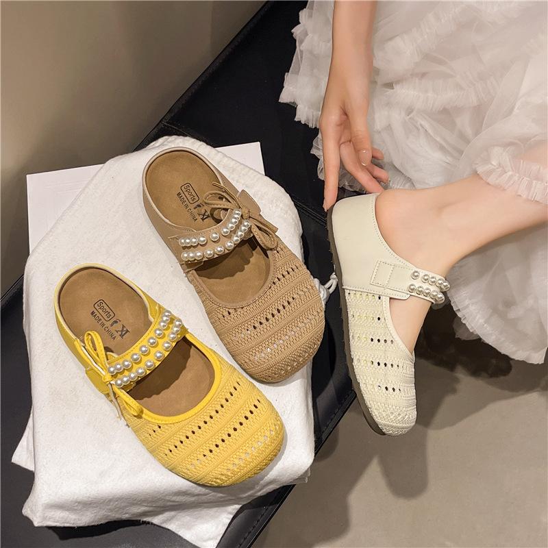Platform-soled Boken shoes bag head half slippers women's outer wear 2025 new spring and summer one-pedal pregnant women Mary Jane cool slippers