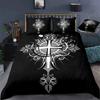 Jesus Cross Duvet Cover Set King Queen Size Christian Retro Design Polyester Quilt Cover for Teens Adult Jesus Christ Believer