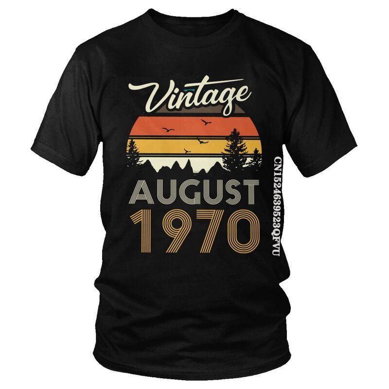 Vintage 1970 August T Shirt Mens Cotton Oversized Printing T Shirts Harajuku Tshirt 50th Birthday EMO Men Tees Tops