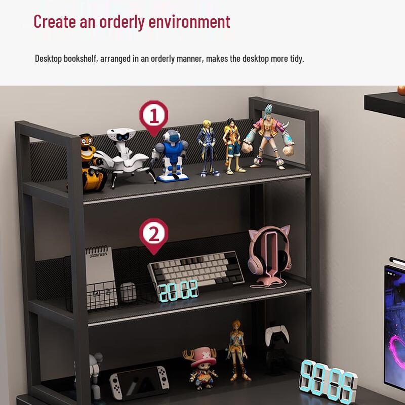 Shengbai 140cm Gaming Computer Desk with Desktop Bookshelf