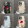 N93 Peony Soft Back Cover for Samsung S24 Ultra A54 A35 A14 iPhone 16 15 14 13 Pro Max Xiaomi Redmi Note13 Infinix Plating Frame Camera Protector Case