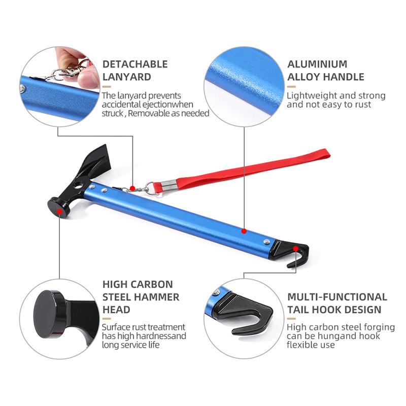 Крутой инструмент для выживания в походе, многофункциональный молоток для кемпинга, алюминиевый сплав, молоток для гвоздей, походные принадлежности для кемпинга на открытом воздухе