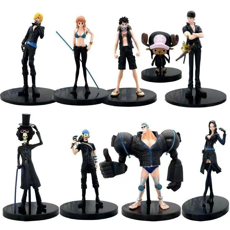 One Piece Модель ручной работы Золотой город Версия из фильма Черная одежда Команда Соломенной шляпы 9 Полный набор Луффи Зоро Аниме Фигурки ПВХ Материал