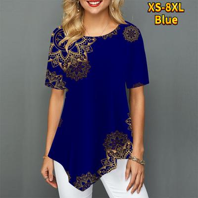 Женские футболки больших размеров с бумажными цветами и принтом, свободные повседневные топы, женская нерегулярная летняя одежда