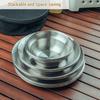 8pcs Camping Tableware Sets Reusable Stainless Steel Plates and Bowls for Outdoor Camping Hiking
