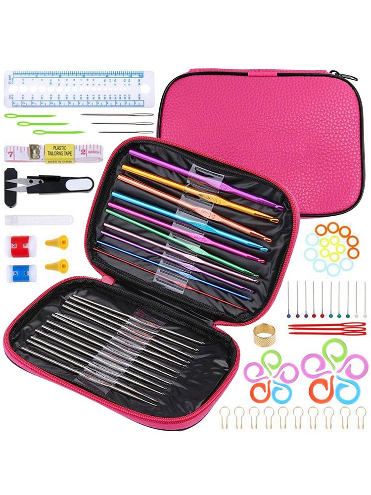 100pcs/Set Sewing Crochet Hook Set & Storage Bag Sewing Needle Tape Measure Thimble Pearl Needle Handmade DIY Sewing Accessories