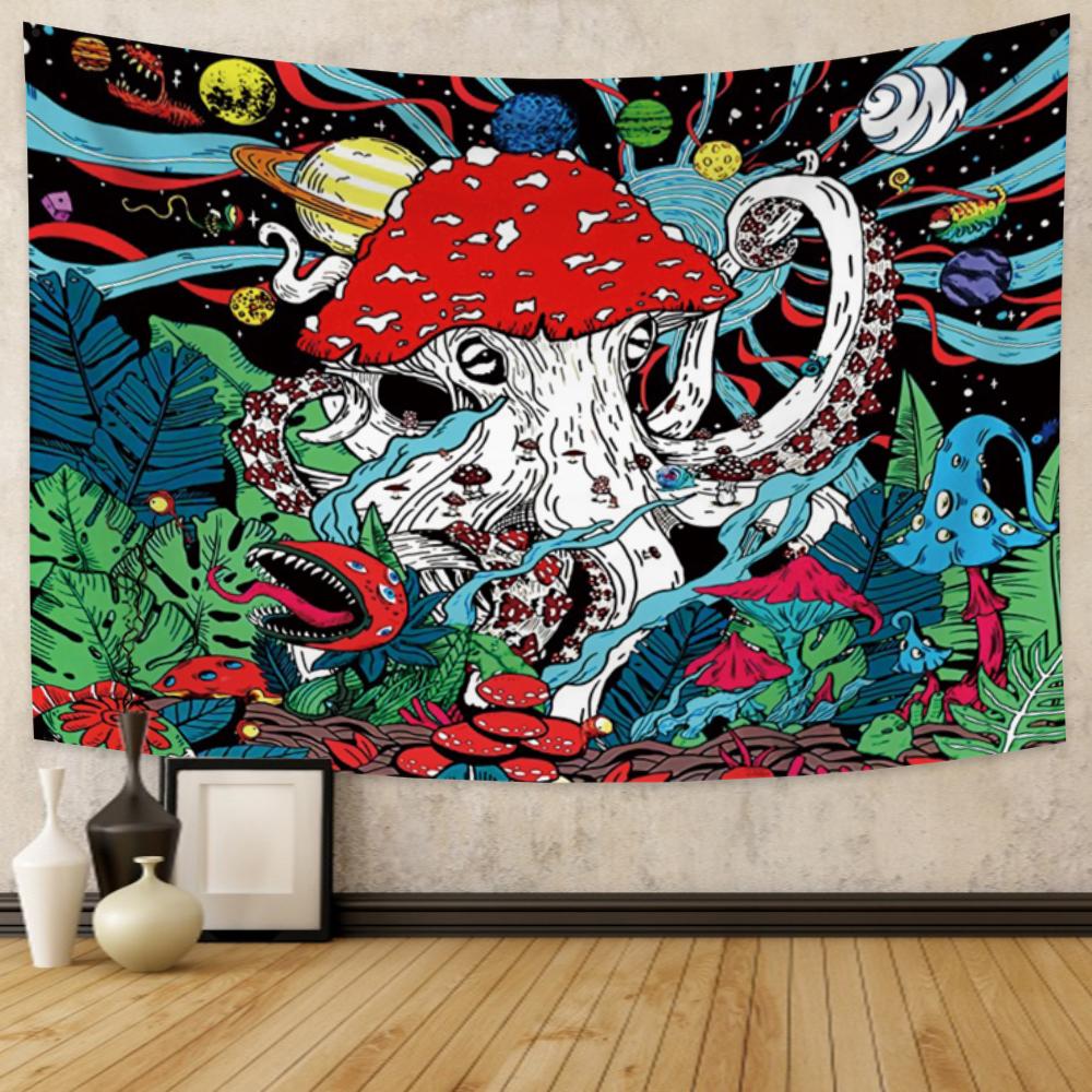 Fairy Tale Forest Tapestry Wall Hanging Fantasy Magic Mushroom Aesthetic For Kids Girls Bedroom Living Room Dorm Party Decor