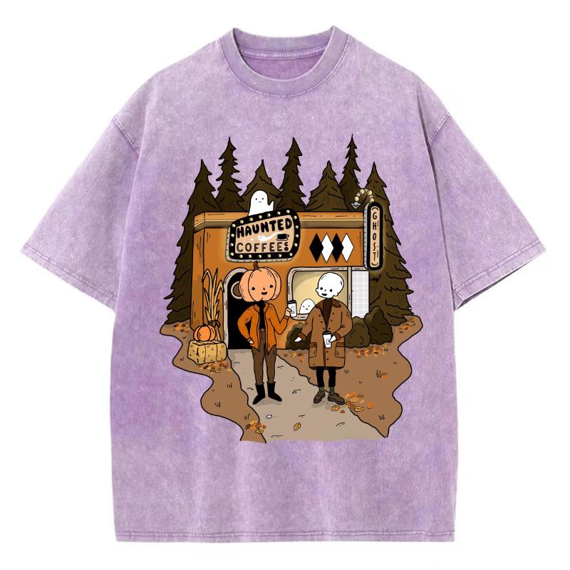 Футболка-пародия с принтом тыквы на Хэллоуин, женская, стираная, большого размера, с коротким рукавом, в стиле Арадзюку, американский винтажный топ