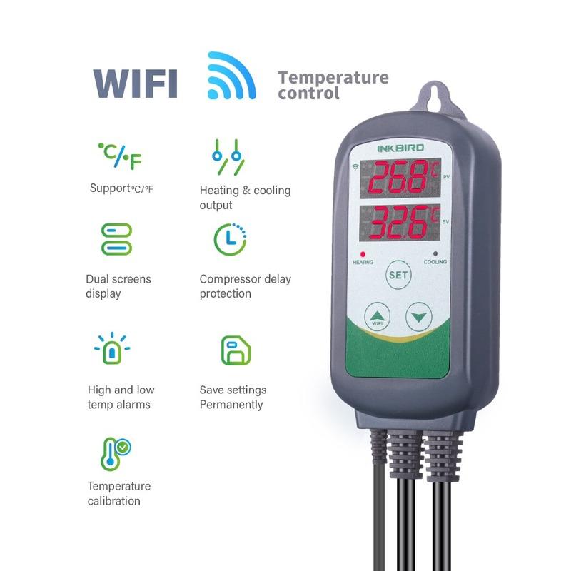 INKBIRD ITC-308 и 308WIFI EU Plug Умный терморегулятор для нагрева и охлаждения, Термостат-регулятор для теплицы, домашнего пивоварения