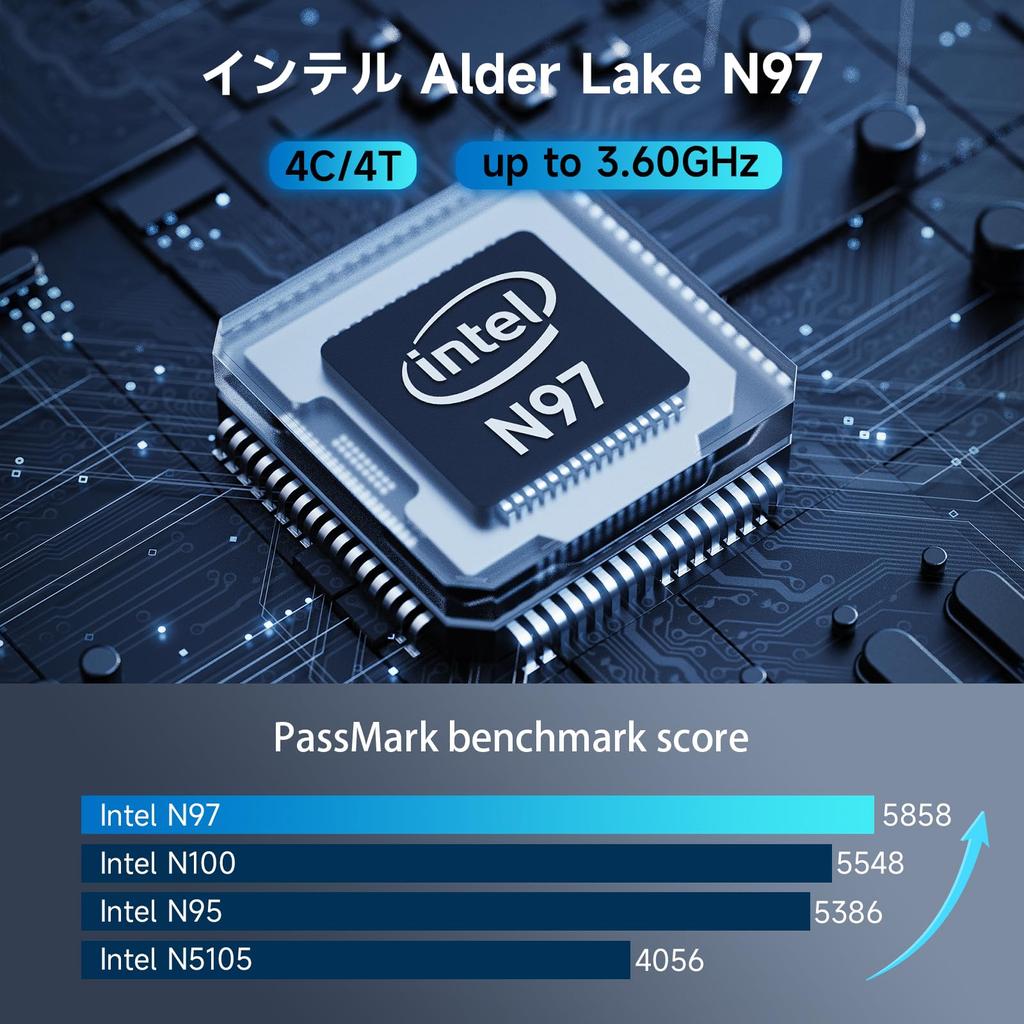 Чем Мини ПК Новейший мини ПК Intel N97 BMAX 12-го поколения 16 ГБ DDR4 512 ГБ SSD Windows 11 4 потока Максимальная частота TDP 12 Вт Бесшумный Обильные порты