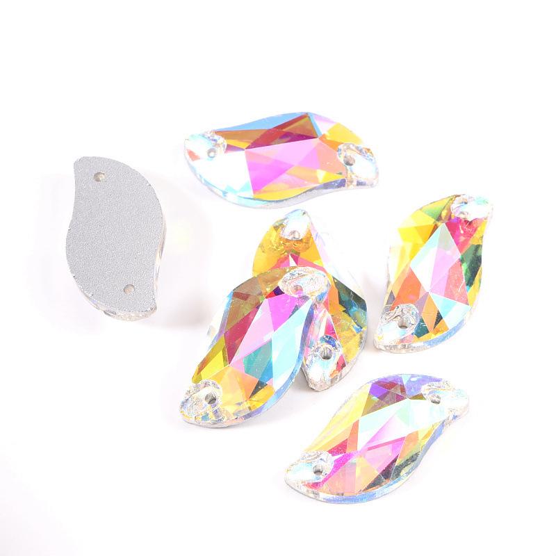 Crystal Glass Hand-Sewn Drill, Flat Bottom S-Shaped Double-Hole Drill Jewelry Diy Beauty Clothing Accessories