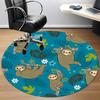 1PC Sloth Floral Office Round Area Rug, Mat Suitable For Office, Under Office Chairs Bedroom Living Room Home Decor, Room Deco