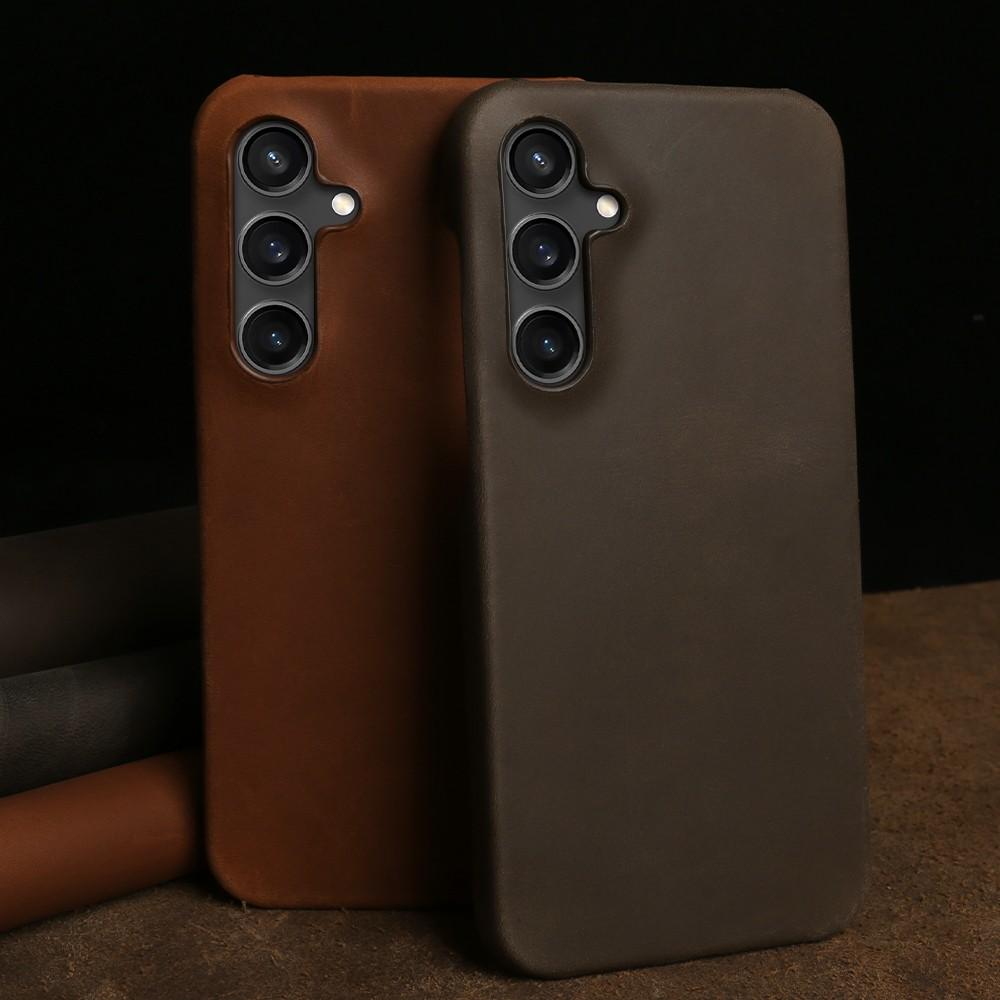 Для SAMSUNG S23 FE ЧЕХОЛ Текстура Crazy Horse Натуральная Кожа Чехлы S24 S20Ultra S22 S21FE Чехол для Телефона Capa Ретро Защитный Корпус
