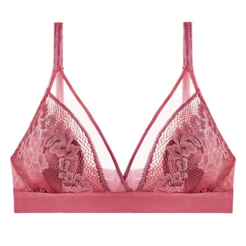 Sexy Wireless Bras for Women Ultra Thin Lace Bralette Deep V Plunge Bra