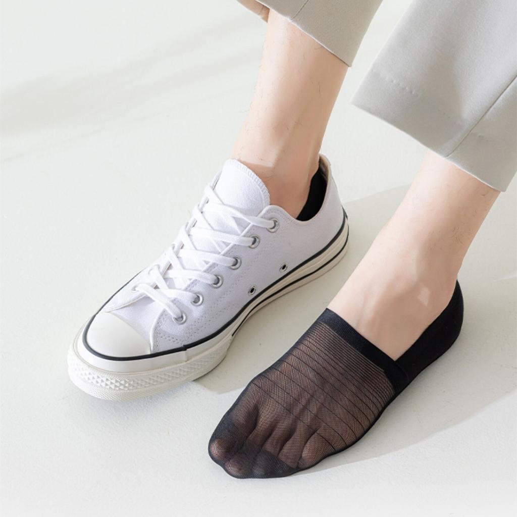 Летние сетчатые дышащие низкие носки, мужские силиконовые нескользящие невидимые носки, повседневные однотонные носки из ледяного шелка