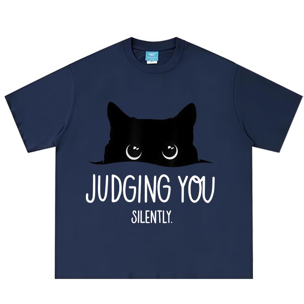 Cat Judging You Silently Funny Cute Cat Meme T Shirt Unisex Unisex Fashion Tshirt Summer Shortsleeved Loose Casual Cotton Tshirts