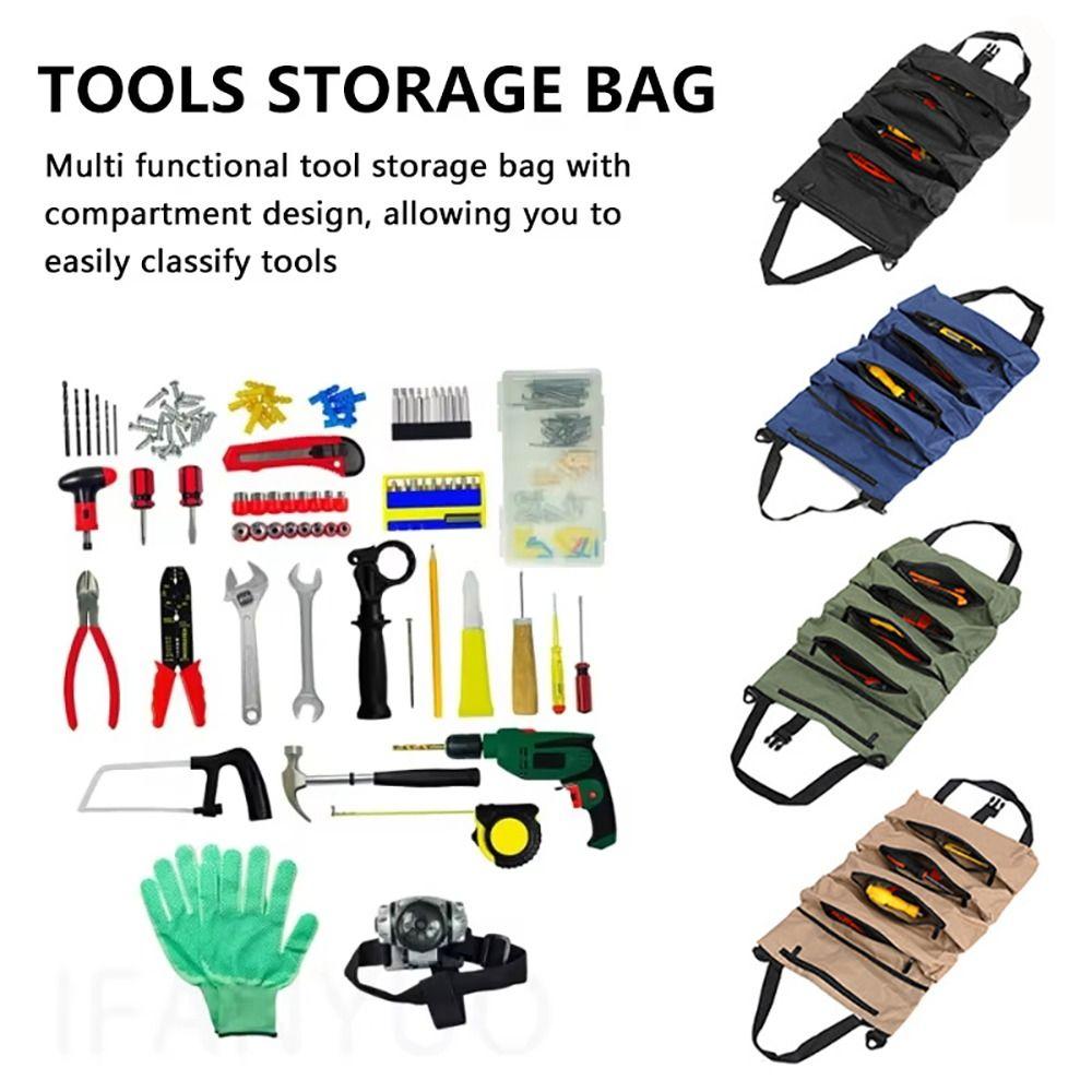 1Pcs Oxford Cloth Hardware Tool Roll Wrench Tool Organizer Bucket Car Automotive Motorcycle