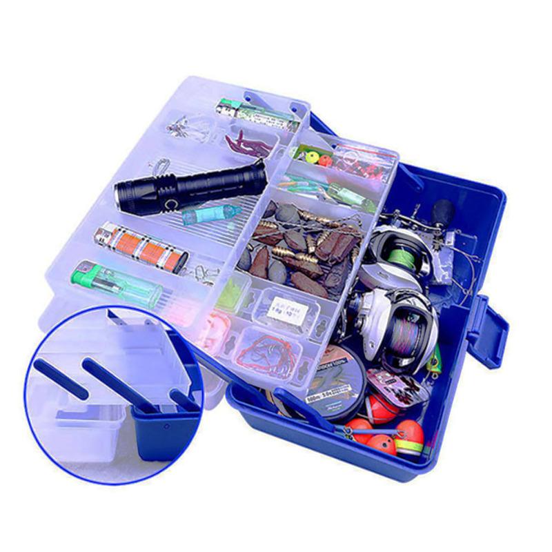 3-layer Portable Folding Fishing Tackle Box Large Capacity Lure Storage Box Organizer Fishing