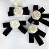 Camellia Flower Brooches Balck Bow Lapel Pins For Women Corsage Shirt Scarf Buckle Badge Accessories