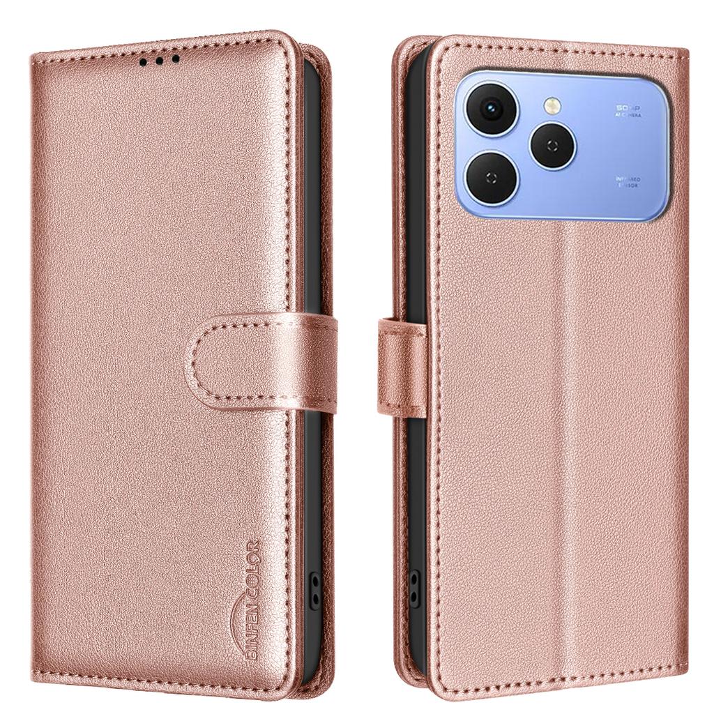 For TECNO Spark 40 4G Leather Case BINFEN COLOR BF32 Wallet RFID Blocking Phone Cover