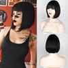 Straight Black Bob Wig With Bangs Synthetic Short Synthetic Wigs for Women Heat Resistant Fiber Hair Cosplay Brazilian Wigs