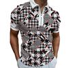 New Men's Printed Zipper POLO Shirt Breathable Loose Short Sleeve T-shirt Men's Top