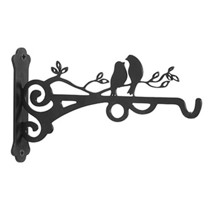 Garden Iron Hook Bracket Bird Pattern Metal Wall Mounted Flower Pot Basket for Outdoor Indoor Hanging Plant Supplies