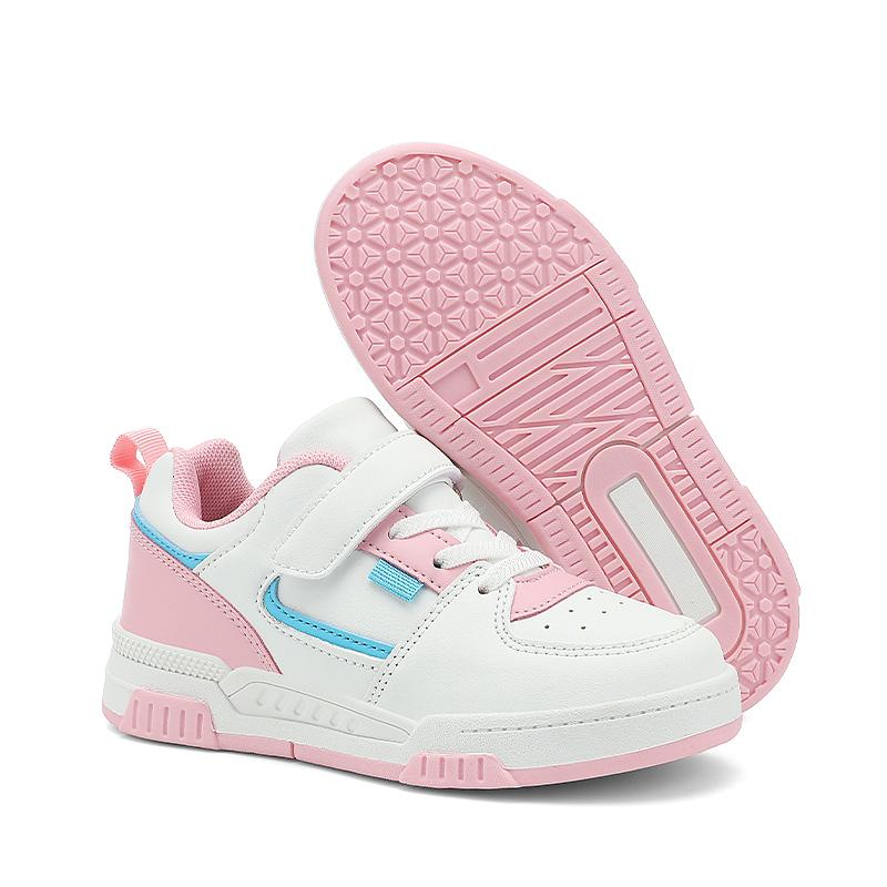 Детская мода Тренд Липучка Толстая подошва Повседневная обувь для скейтборда Уличная повседневная спортивная обувь Белая обувь