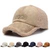 Winter Men Women Baseball Cap Letter Embroidery Lamb Wool Cap Warm Cap