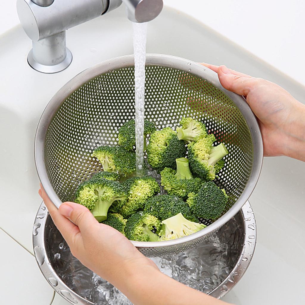 Thickened Stainless Steel Sink Drain Basket Rice Sieve Wash Kitchen Basin Food Washing Bowl Strainer Colander Mesh Strainer