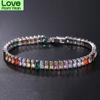 2 .5 *5mm Cubic Zirconia Bracelet Colorful Cz Tennis Bracelets For Women Men Punk Zircon Bracelet Wedding Silver Color Jewelry
