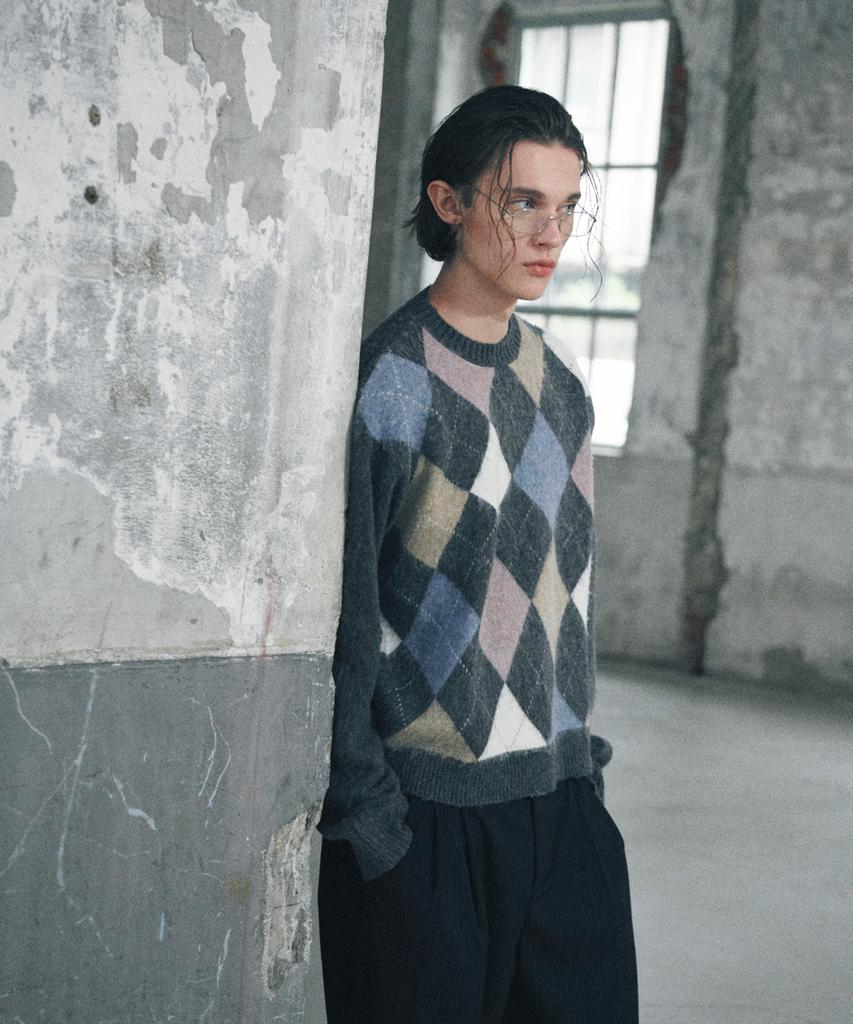 GLW Soft Argyle Knit Charcoal