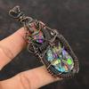 Кулон с бирюзой Кингман, обернутый медной проволокой, кулон с драгоценным камнем, ручная работа, многоцветный медный кулон с бирюзой, уникальные медные украшения для подарка