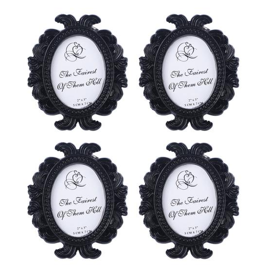 4Pcs Vintage Baroque Oval Photo Frame Mini Resin Picture Display
