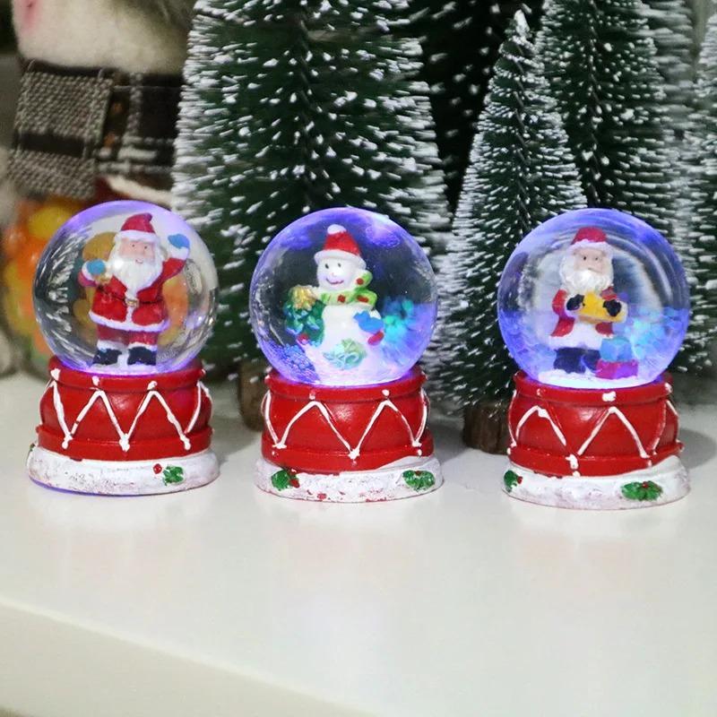 Cute Christmas Snow Globe Desktop Decor Creative Luminescence Snowman Statue Glass Crystal Ball Boys Girls Christmas Gift