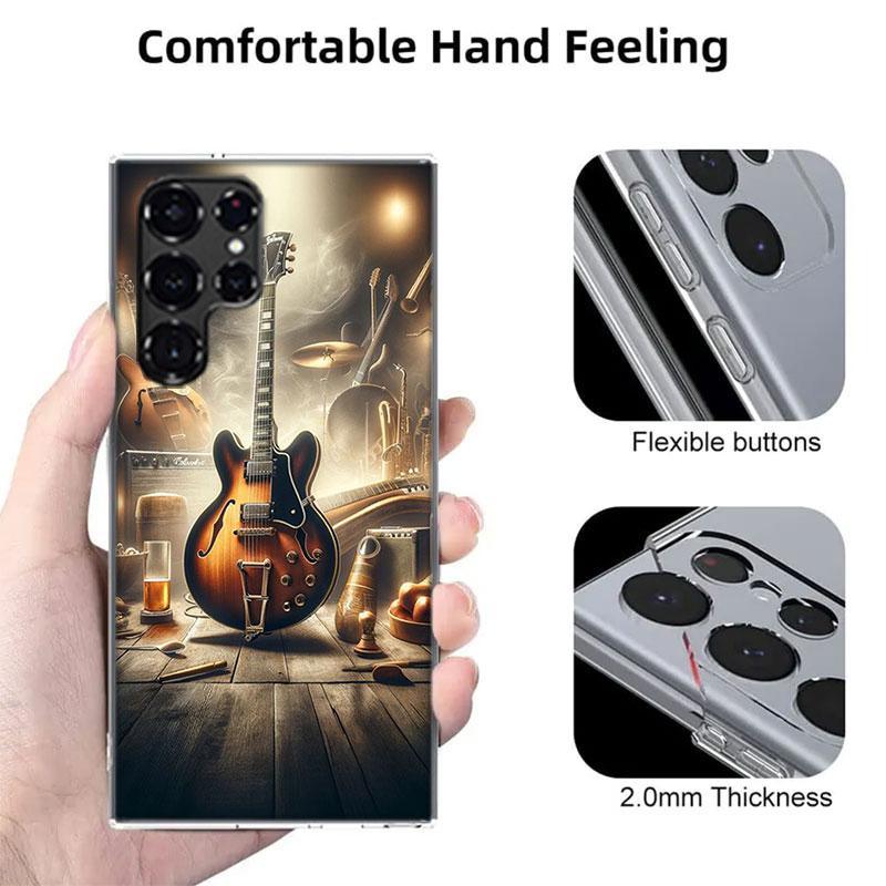Retro rock Music Electric Guitar Phone Case For Samsung S25 Edge S24 FE Galaxy S21 S20 FE S23 S22 Ultra S10 Plus S10E Cover Clea