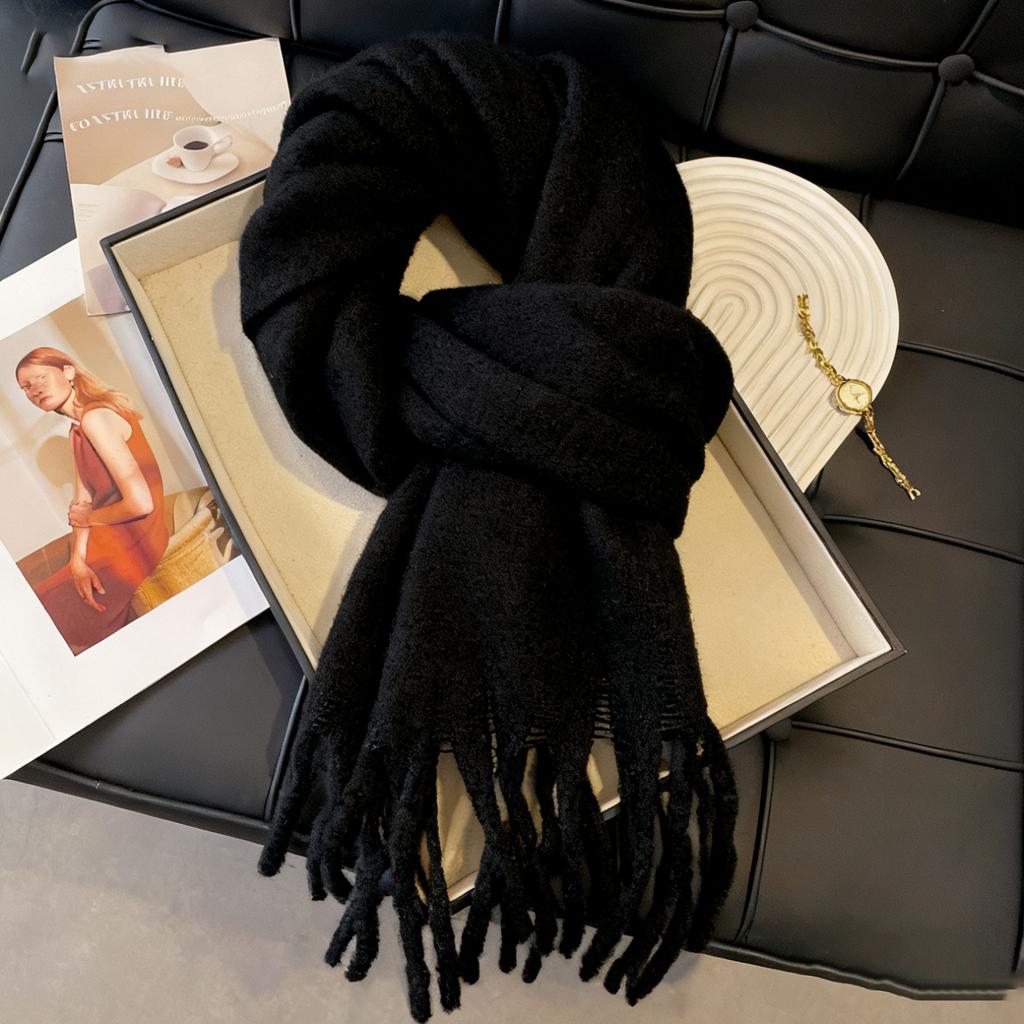 Haute couture version! Double-sided thickened women's beige big scarf, solid color scarf in autumn and winter
