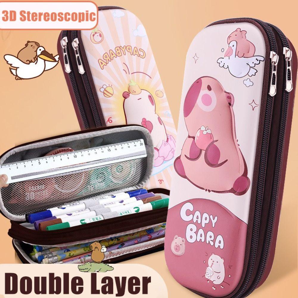 3D Capybara Pen Bag Large Capacity Pen Box Dirt-proof Pencil Case School Office