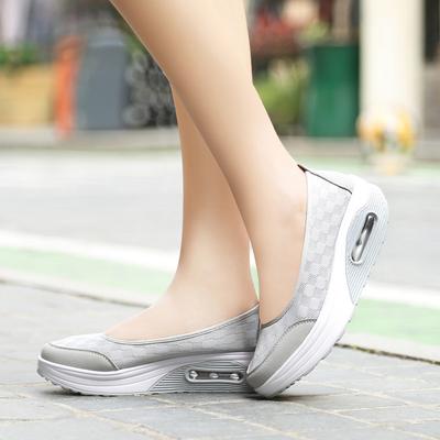 Сетчатые туфли-качалки женские на танкетке с воздушной подушкой на толстой подошве, увеличивающие рост, спортивная и повседневная обувь, обувь для медсестер и мам